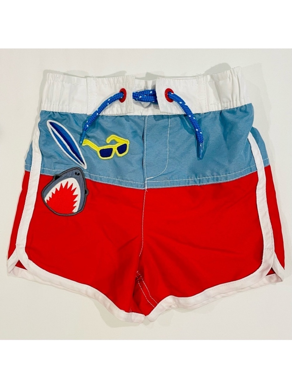Mini Boden Swim Trunks Boys 2-3 Y Bathers Surf Sharks Bathing Suit Applique 2T
